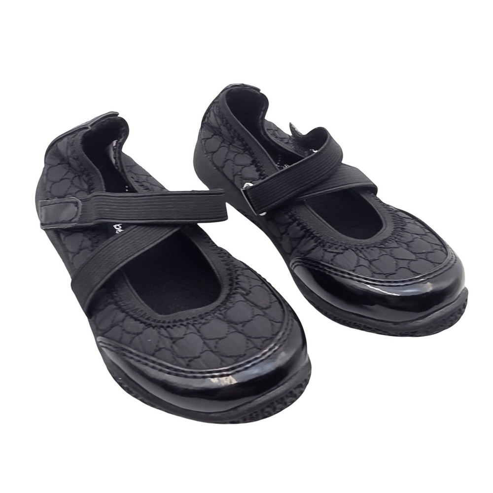 Jumping Beans Toddler Girls Black Quilted Mary Jane Flats Patent Toe 8 MED T4